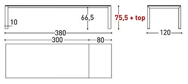 Extending Rectangular Table Powder Coated Aluminium VARASCHIN Dolmen 1820, 1821, 1823, 1822, 1824 factory VARASCHIN from Italy. Foto №14