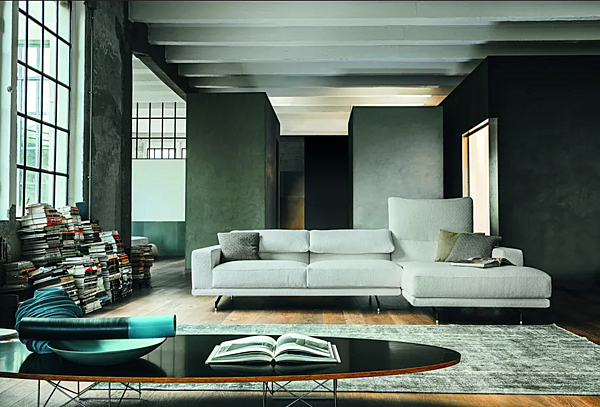 Sofa with headrest in fabric or leather VIBIEFFE 550 Altopiano factory VIBIEFFE from Italy. Foto №7