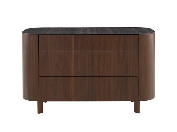 Chest of drawers in walnut with marble effect stoneware top LIGNE ROSET Parabole factory LIGNE ROSET from Italy. Foto №3