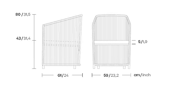 Garden chair with armrests KETTAL Bitta Lounge factory KETTAL from Italy. Foto №6