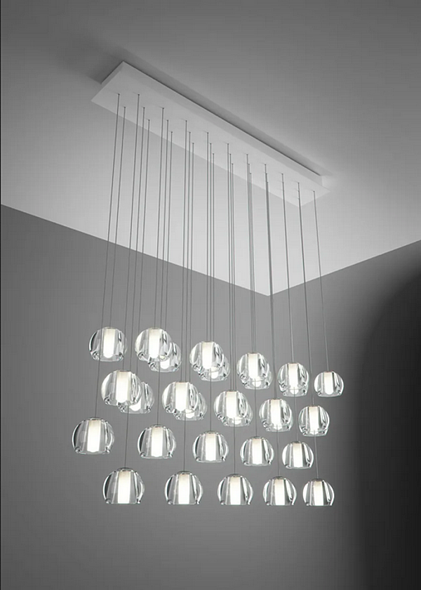 Crystal Pendant Lamp Multispot Beluga Fabbian factory Fabbian from Italy. Foto №5