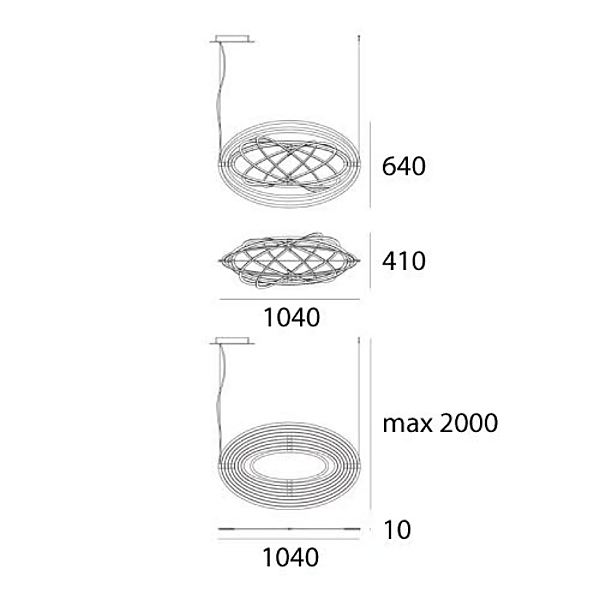 LED Pendant Lamp in Aluminium Copernico Artemide 1623010A, 1623020A factory Artemide from Italy. Foto №6