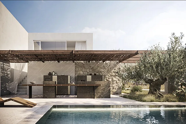 Outdoor Kitchen Project 01 Stoneware and Wood MODULNOVA factory Modulnova from Italy. Foto №2
