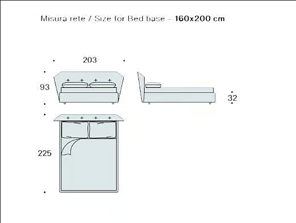 Upholstered Fabric Double Bed with Soft Backrest Saba New York Box factory SABA from Italy. Foto №4