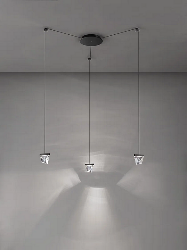 LED crystal pendant lamp Tripla 3 spots Fabbian factory Fabbian from Italy. Foto №2