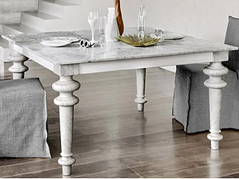 Square Gray Carrara Marble Dining Table Gervasoni 32 factory Gervasoni from Italy