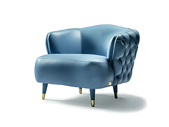 Tufted leather armchair with armrests Black Tie Savoi SAV10C, SAV10L factory Black Tie from Italy