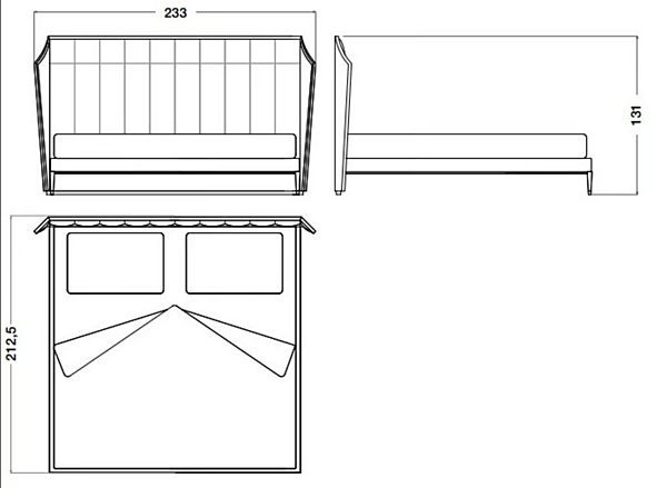 Leather and wood bed with upholstered headboard Eclipse CPRN HOMOOD E200, E201, E202 factory CPRN HOMOOD from Italy. Foto №4