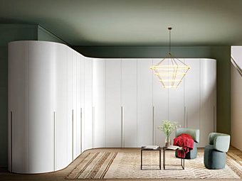 Corner sectional wardrobe in wood with curved design NOVAMOBILI Alfa Curvo Corner sectional wardrobe in wood with curved design NOVAMOBILI Alfa Curvo factory NOVAMOBILI from Italy