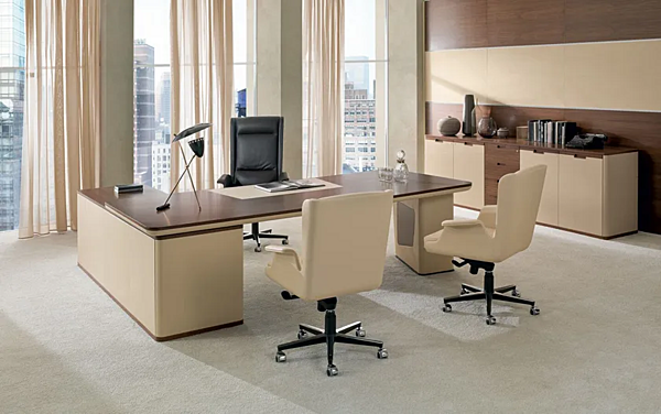 Corner Writing Desk with Drawers in Wood and Leather i 4 Mariani Avatar factory i 4 Mariani from Italy. Foto №4