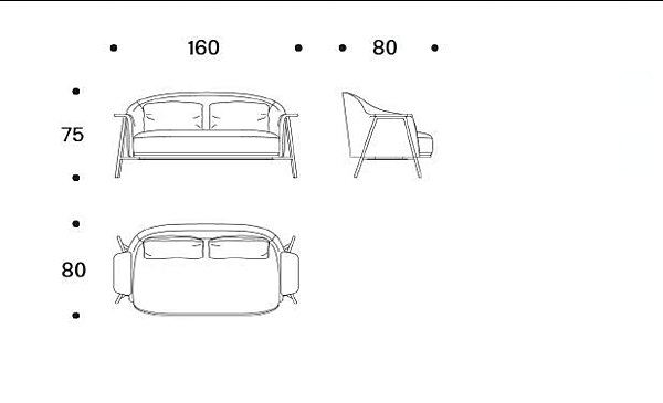 Two-Seater Fabric Sofa with Removable Cover Saba Kepi factory SABA from Italy. Foto №6