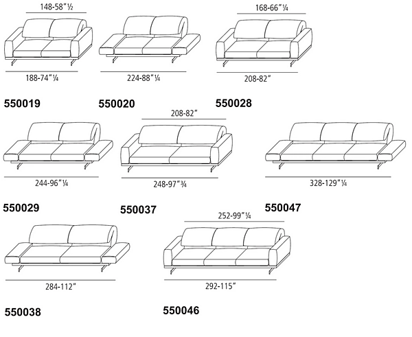 Sofa with headrest in fabric or leather VIBIEFFE 550 Altopiano factory VIBIEFFE from Italy. Foto №15