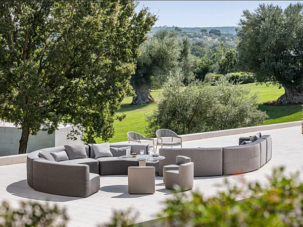 Curved modular fabric garden sofa with soft back VARASCHIN Circle Belt 221 factory VARASCHIN from Italy. Foto №1