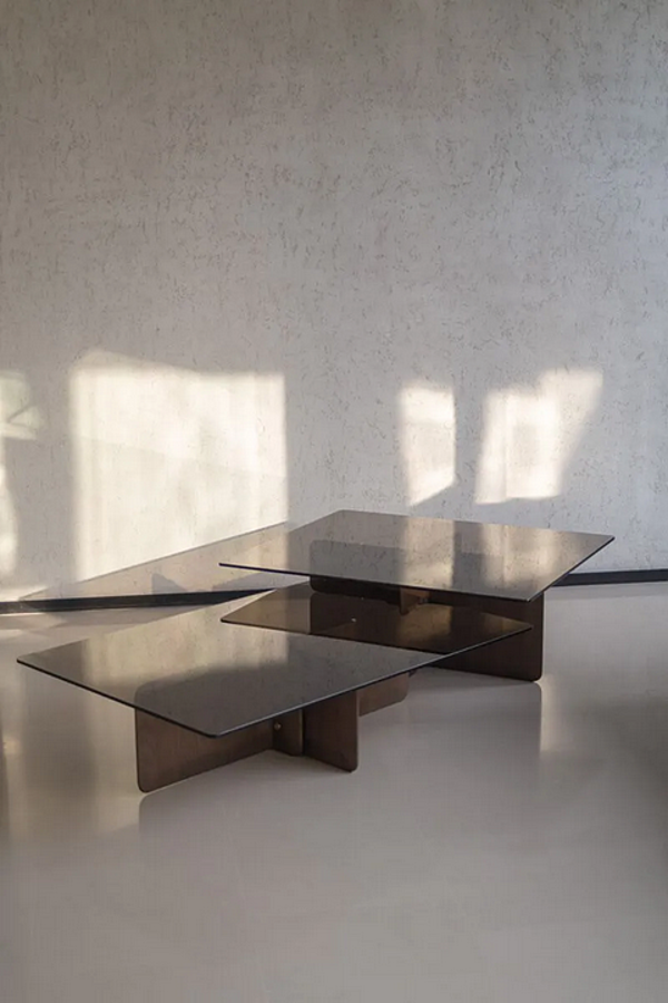 Coffee table made of wood and glass Potocco Shape 954 954/TBR1, 954/TBR2 factory POTOCCO from Italy. Foto №5
