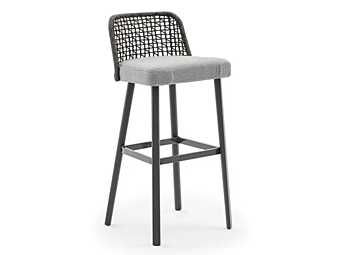 Garden stool with footrest in high powder-coated aluminum VARASCHIN EMMA 23650, 23651