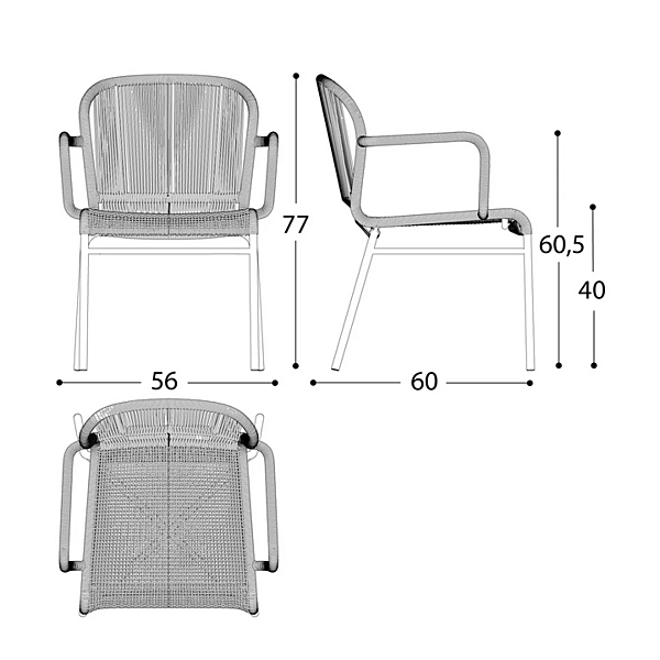 Garden chair with armrests synthetic fibre VARASCHIN Cricket 1480, 1480L factory VARASCHIN from Italy. Foto №3