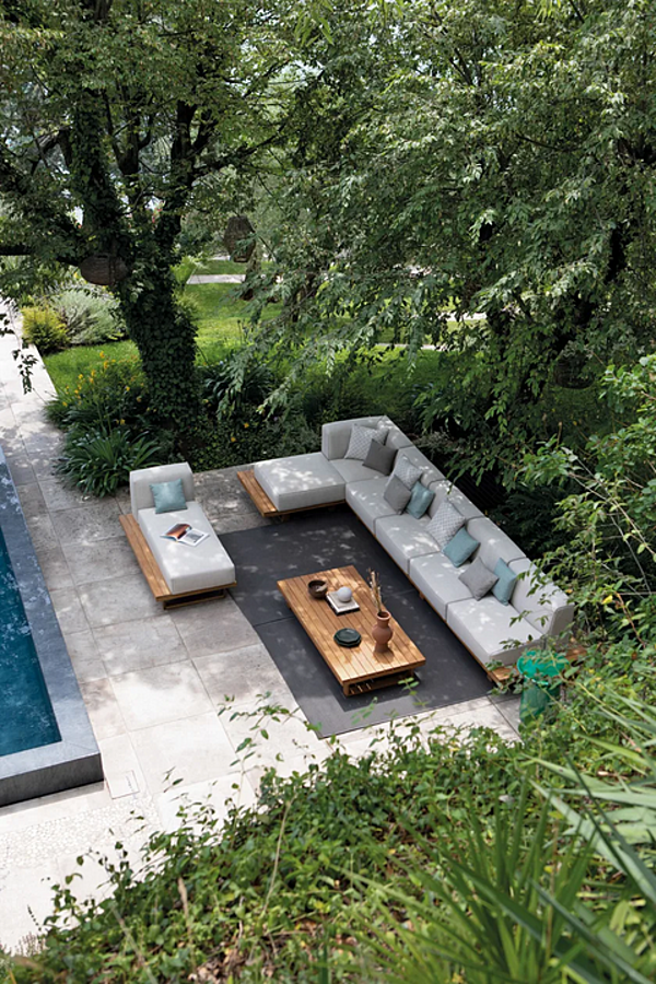 2-Seater Garden Sofa in Fabric and Teak Atmosphera 9 Zero 9.0.M1.MC factory ATMOSPHERA from Italy. Foto №5