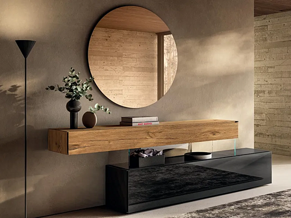 Wood and glass chest of drawers AIR LAGO 0680B 0680B factory LAGO from Italy. Foto №1