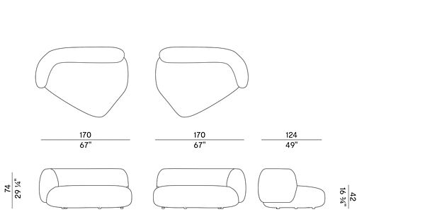 Modular fabric sofa with soft back Potocco Jade 953 D 953/D factory POTOCCO from Italy. Foto №13