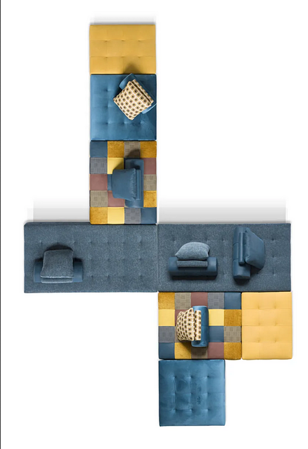 Sectional leather and fabric sofa Egoitaliano L Ego factory Egoitaliano from Italy. Foto №9