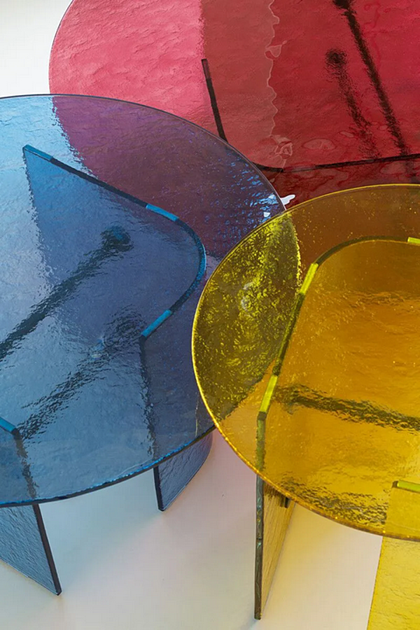 Round glass coffee table Potocco Double L Glaze 952 TVHC 70 952/TVHC-70 factory POTOCCO from Italy. Foto №3