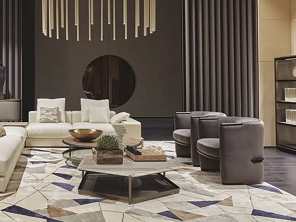 Upholstered fabric armchair with armrests GIORGETTI Opus factory GIORGETTI from Italy. Foto №6