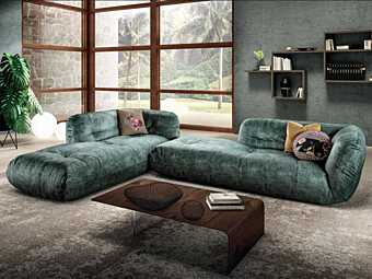 Corner leather sofa with chaise longue LAGO Happening 1490