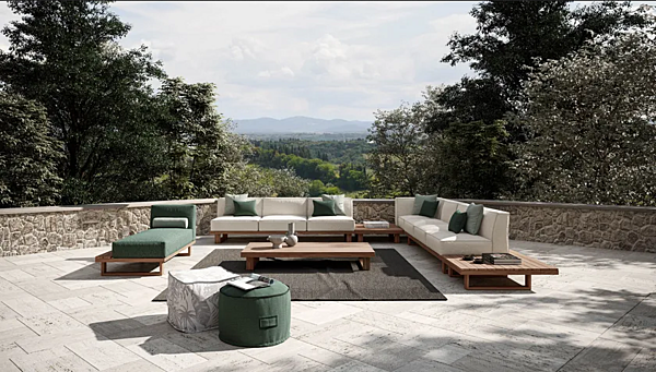 2-Seater Garden Sofa in Fabric and Teak Atmosphera 9 Zero 9.0.M1.MC factory ATMOSPHERA from Italy. Foto №11