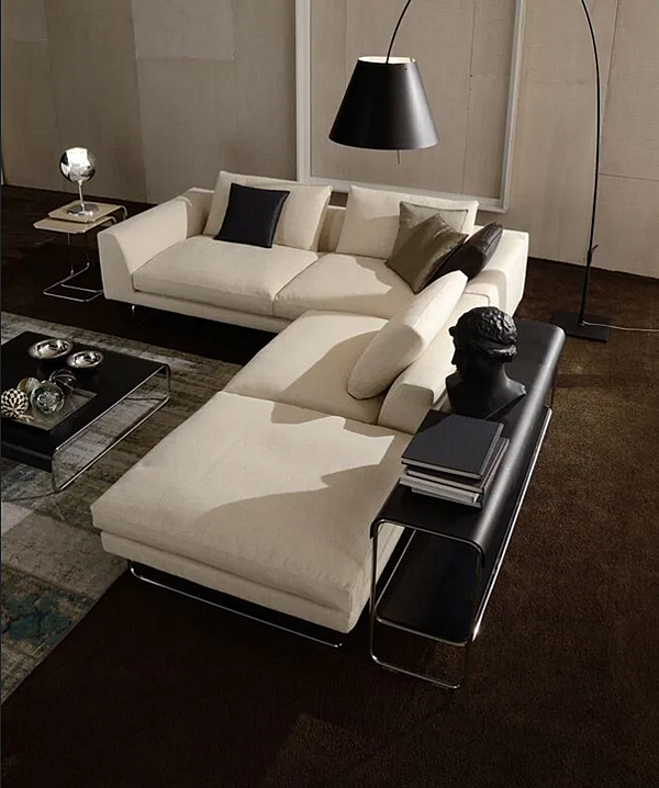 Coffee Table in Low Tanned Leather and Steel by i 4 Mariani ADD LOOK factory i 4 Mariani from Italy. Foto №6