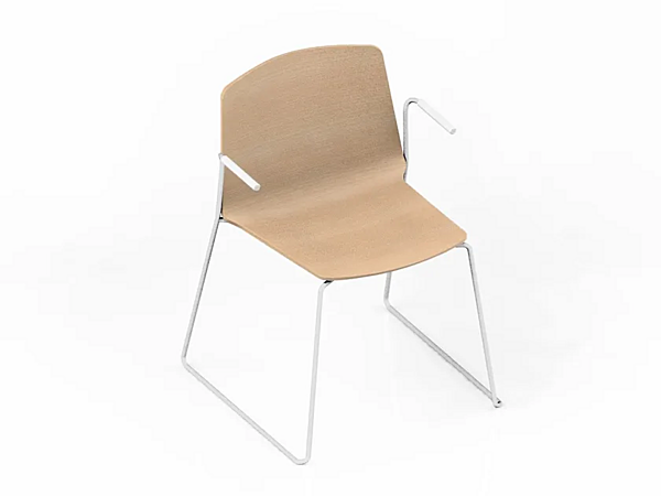 Stackable sled base chair with armrests Kristalia Rama factory Kristalia from Italy. Foto №1