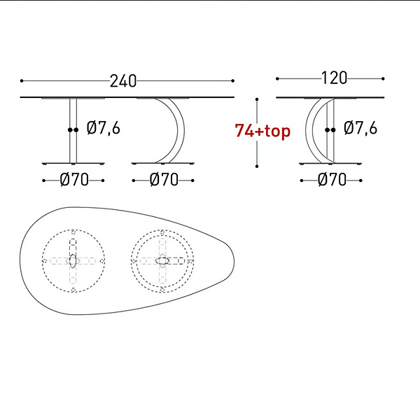 Oval Steel Garden Table Flexion VARASCHIN factory VARASCHIN from Italy. Foto №4