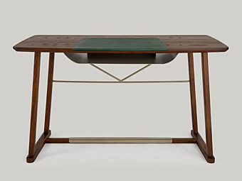 Rectangular wooden writing desk with leather details Borzalino Golia DESK Rectangular wooden writing desk with leather details Borzalino Golia DESK factory Borzalino from Italy