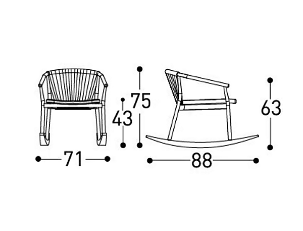 Rocking Easy Chair with Armrests Powder Coated Aluminium VARASCHIN Smart 247D, 247DS, 247DH factory VARASCHIN from Italy. Foto №9