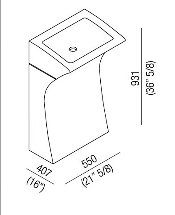 Freestanding rectangular marble washbasin AGAPE Lito 3 factory Agape from Italy. Foto №3