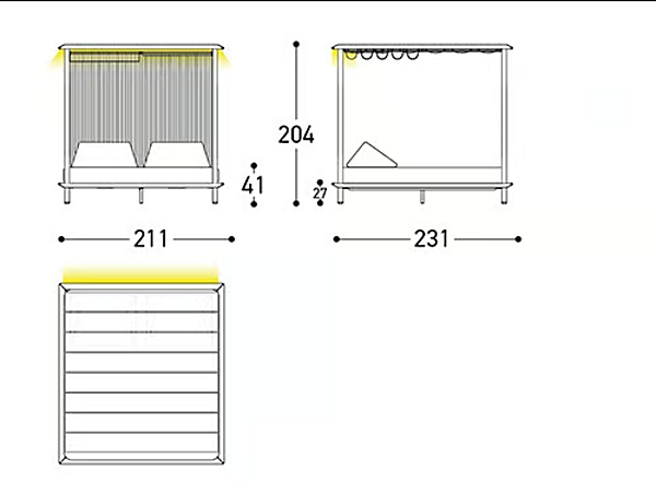 Acrylic and Aluminium Garden Bed with Canopy Sunmoon VARASCHIN factory VARASCHIN from Italy. Foto №13