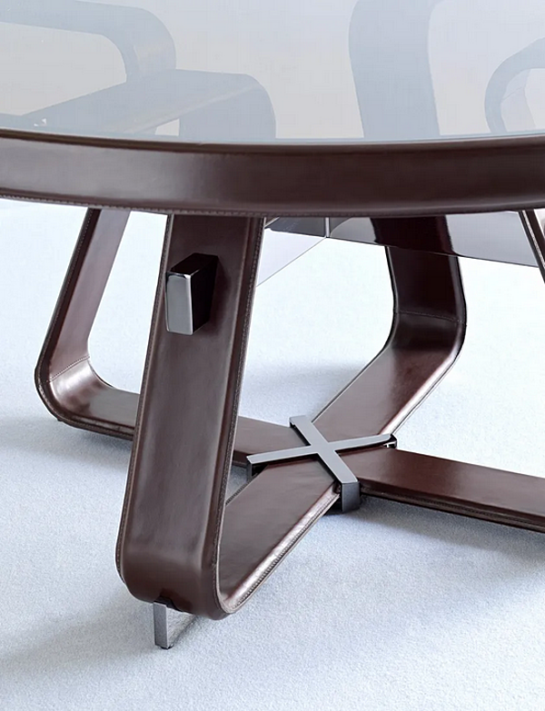 Round Tanned Leather Dining Table Antimo FASEM factory FASEM from Italy. Foto №3