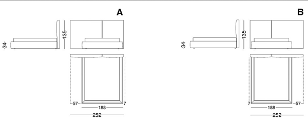 Fabric bed with upholstered headboard VIBIEFFE Italo 5050 factory VIBIEFFE from Italy. Foto №11