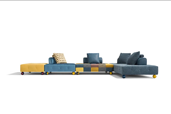 Sectional leather and fabric sofa Egoitaliano L Ego factory Egoitaliano from Italy. Foto №3