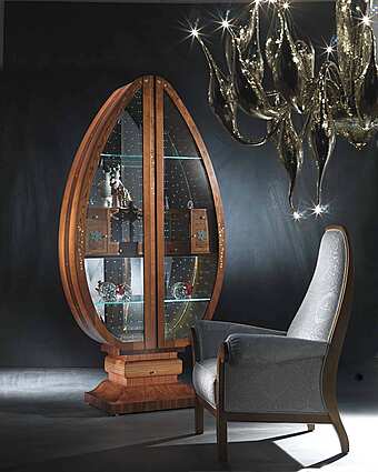 Cherry Wood Display Cabinet Uovo Millennium CARPANELLI factory CARPANELLI from Italy