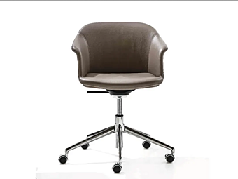 Swivel tanned leather chair with 5 spoke base and castors ENRICO PELLIZZON EVA Swivel tanned leather chair with 5 spoke base and castors ENRICO PELLIZZON EVA factory ENRICO PELLIZZONI from Italy