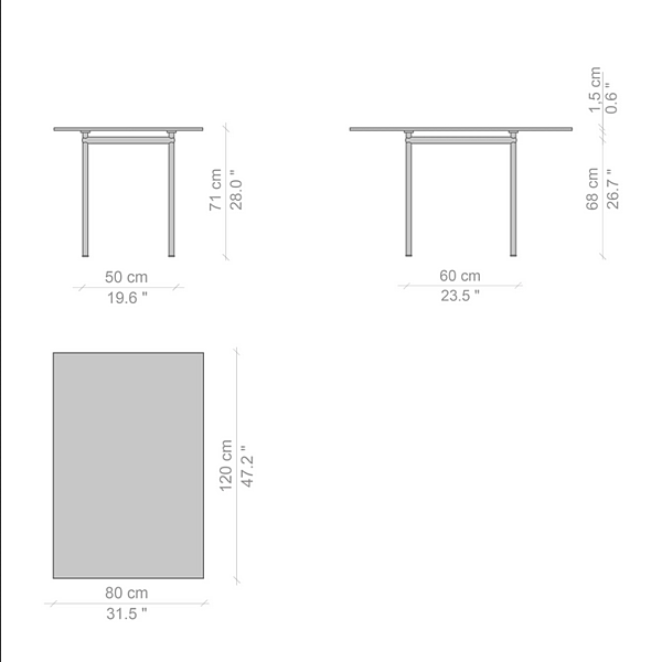 Rectangular table in oak wood CASSINA LC12 factory CASSINA from Italy. Foto №3