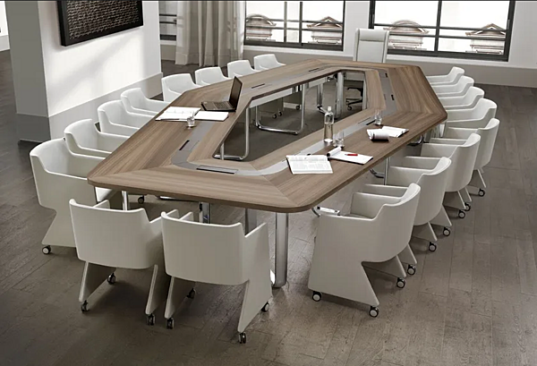 Modular wooden meeting table with cable management i 4 Mariani factory i 4 Mariani from Italy. Foto №3