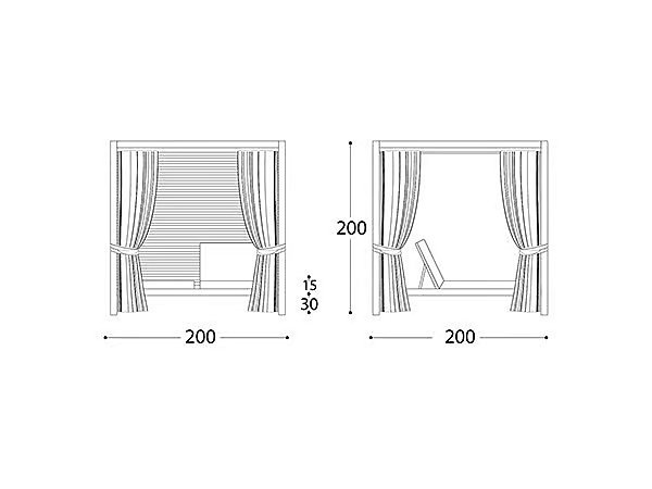 Canopy garden bed with upholstered back VARASCHIN Bivacco 2300 factory VARASCHIN from Italy. Foto №3