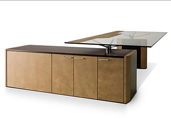 L shaped glass executive desk with drawers I 4 Mariani Symetria