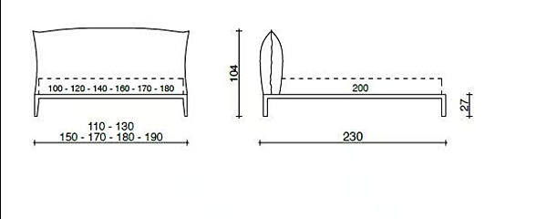 Double bed with upholstered headboard Duomo Design Lera Show factory Duomo Design from Italy. Foto №3