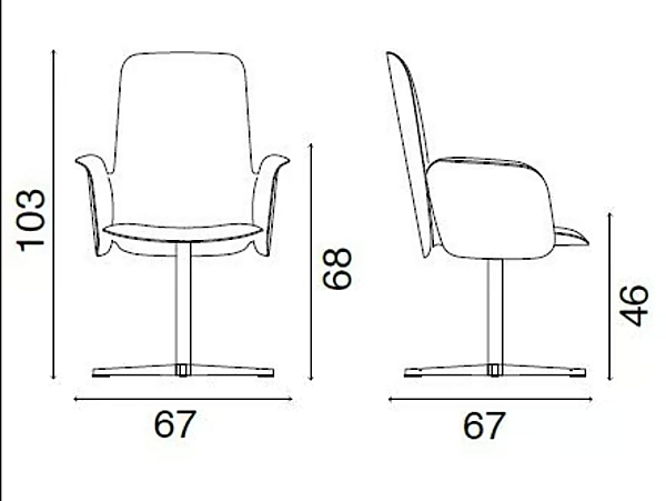 Tall Leather Chair with Armrests FASEM Electa 4 Spoke Base ELECTA TALL BC factory FASEM from Italy. Foto №9