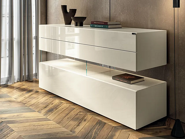 Glass chest of drawers AIR 0674B LAGO 0674B factory LAGO from Italy. Foto №1
