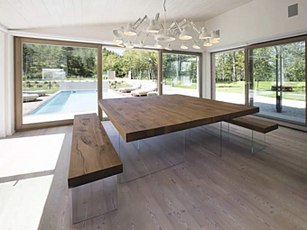 Wood and Glass Bench Air Wildwood LAGO Wood and Glass Bench Air Wildwood LAGO factory LAGO from Italy