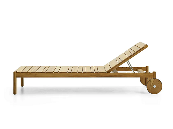 Teak Sun Lounger with Castors VARASCHIN Barcode 2180E factory VARASCHIN from Italy. Foto №1