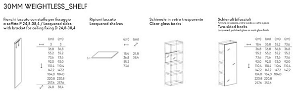 Floating bookcase 30mm weightless LAGO Divider factory LAGO from Italy. Foto №2